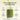 Glass of green juice with text about health benefits on a beige background