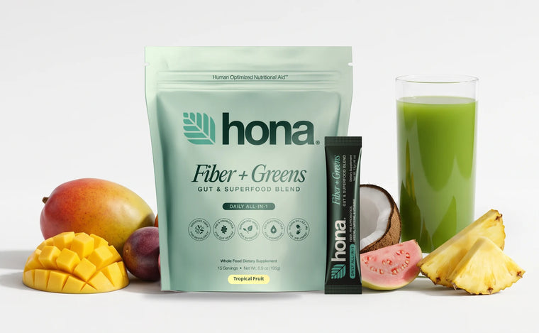 Hona Fiber + Greens Go-Packs 15-count with tropical fruit